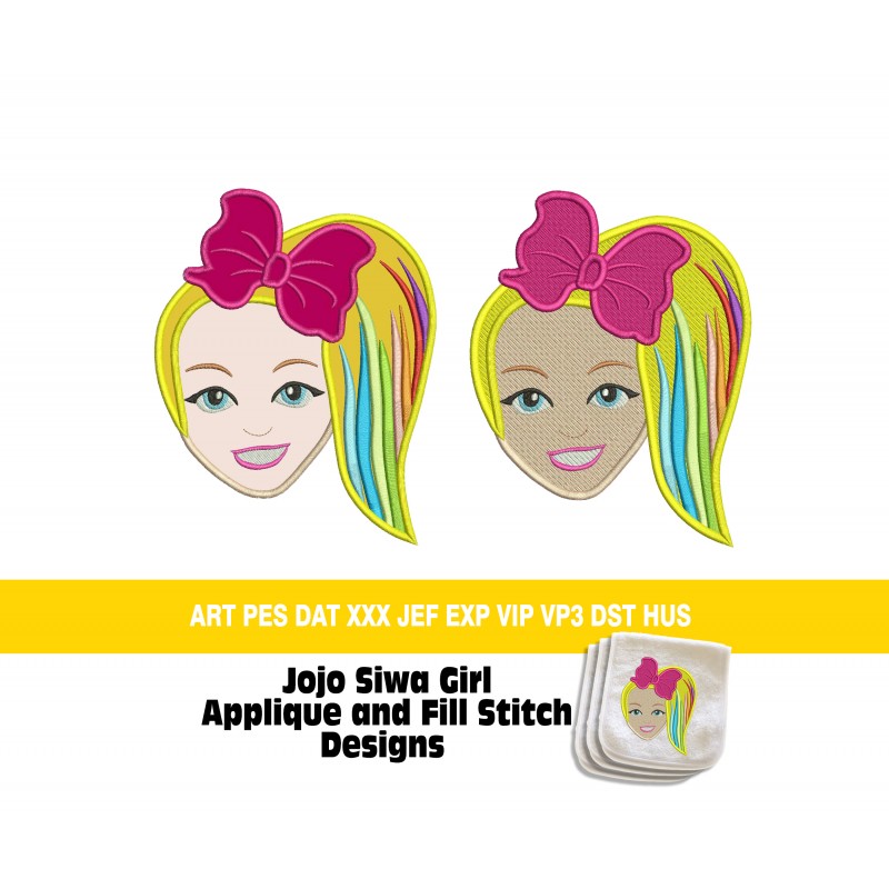 Jojo Siwa Girl Applique and Fill Stitch Designs