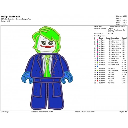 Joker Boy Applique Design