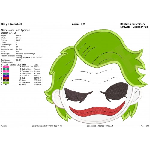 Joker Set Applique Embroidery Designs