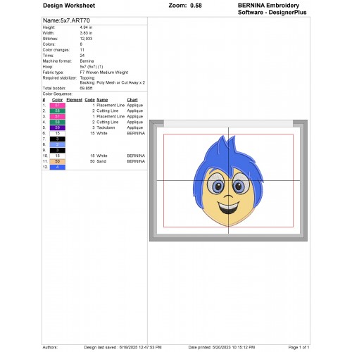 Joy Inside Out Head Applique Design Embr
