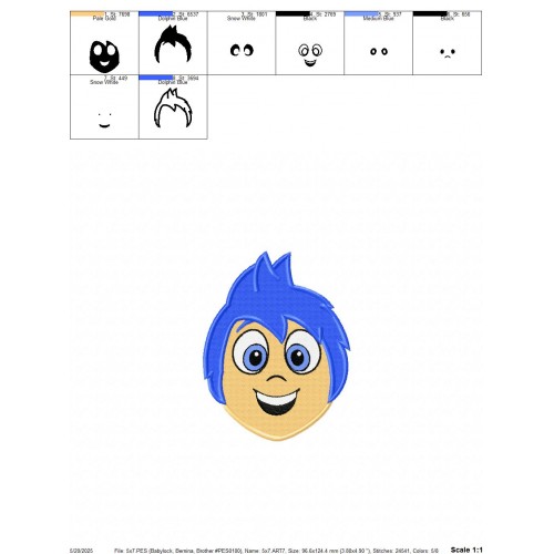 Joy Inside Out Head Embroidery Design Embr