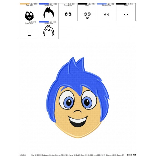 Joy Inside Out Head Embroidery Design Embr