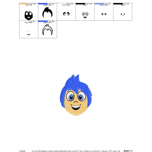 Joy Inside Out Head Embroidery Design Embr