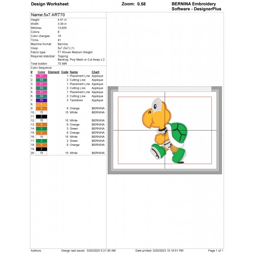 Koopa Troopa Applique Design Embr