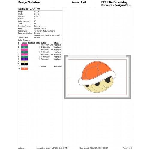 Koopa Troopa Mario Applique Design Embr