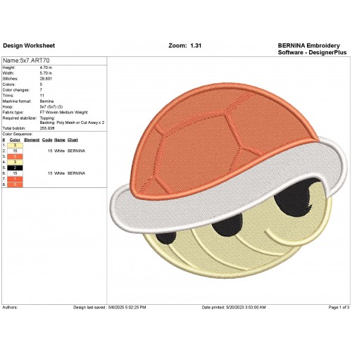 Koopa Troopa Mario Embroidery Design Embr