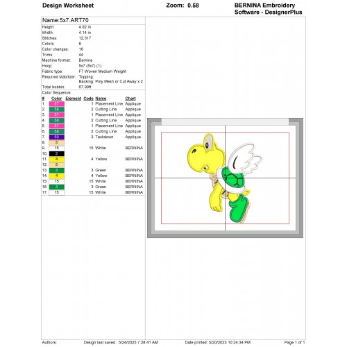 Koopa Troopa Turtle Applique Design Embr