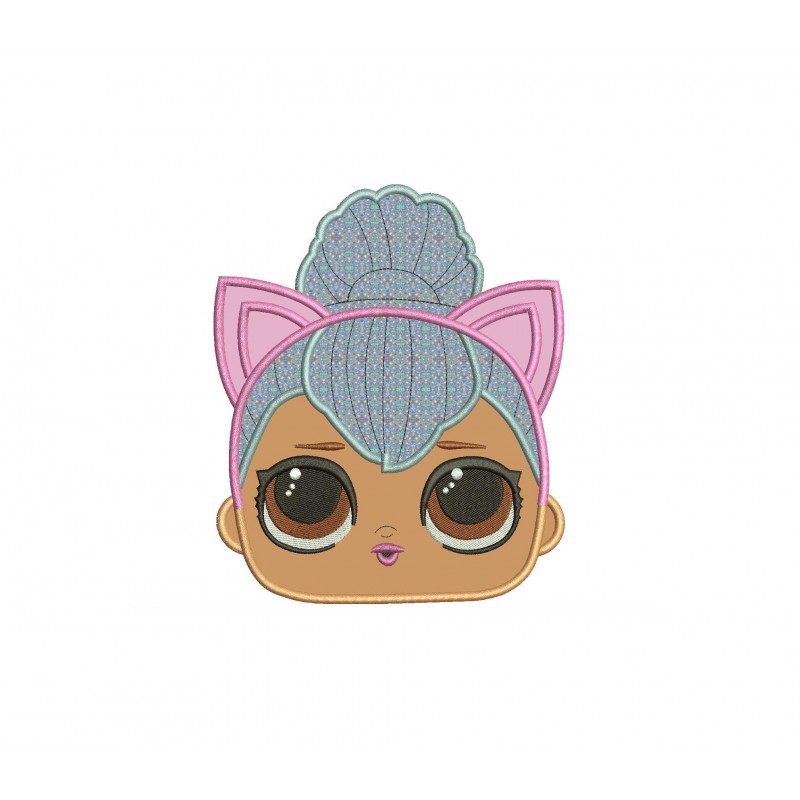 LOL Surprise Doll Kitty Queen Head Applique Design