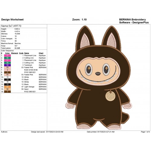 Labubu Applique Design