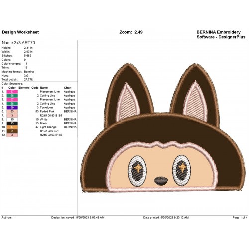 Labubu Peeker Applique Design