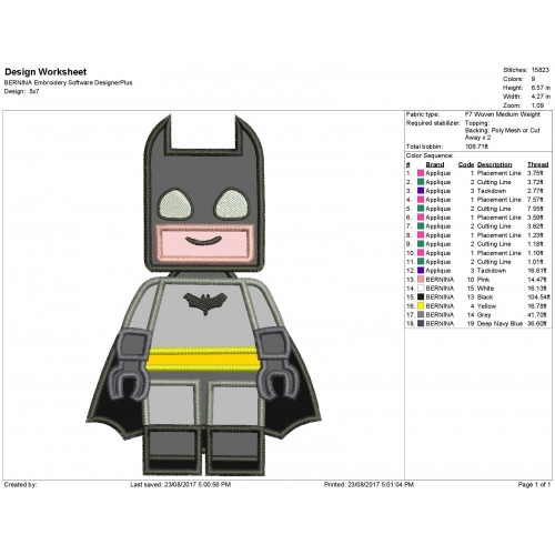 Lego Batman Applique Design