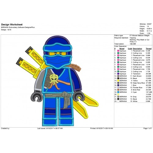 Lego Ninjago Applique Design