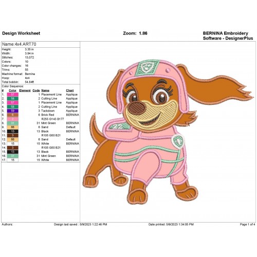 Liberty Paw Patrol Applique Design