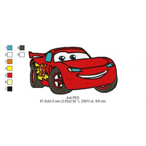 Lightning Mcqueen Disney Cars Embroidery Design