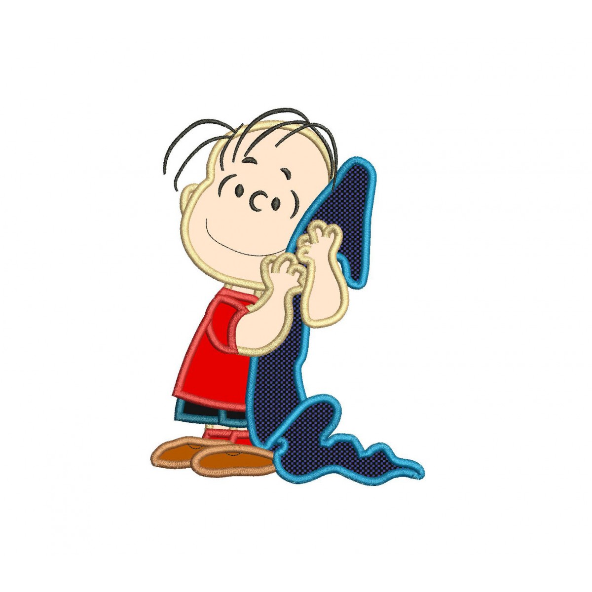 Linus Peanuts With His Blanket Applique Design