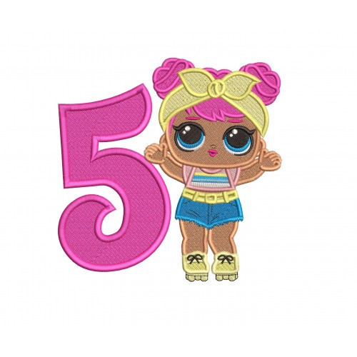 Lol Surprise Dolls Dawn 5th Birthday Embroidery Design