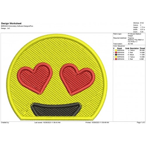 Love Emoji Machine Embroidery Design