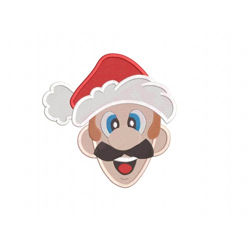 Luigi Christmas Head Embroidery Design