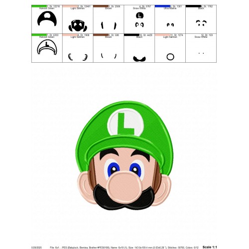 Luigi Peeker Embroidery Design Embr