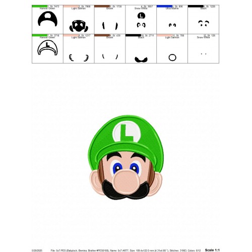 Luigi Peeker Embroidery Design Embr