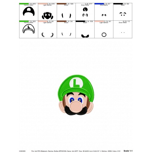 Luigi Peeker Embroidery Design Embr