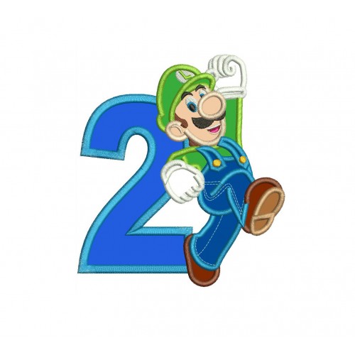 Luigi with a Number 2 Applique Design