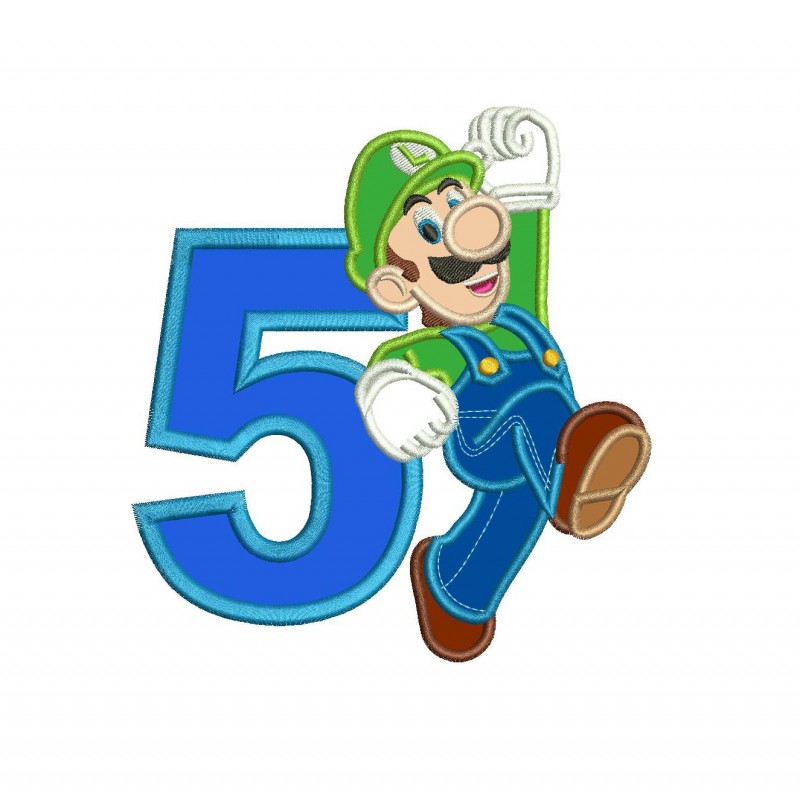 Luigi with a Number 5 Applique Design