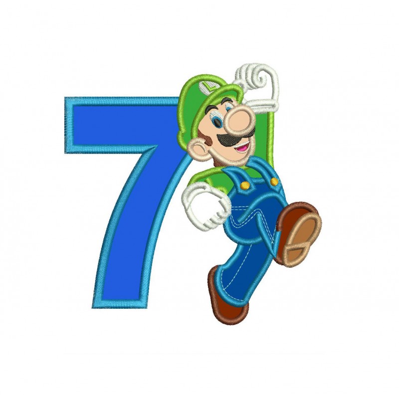Luigi with a Number 7 Applique Design