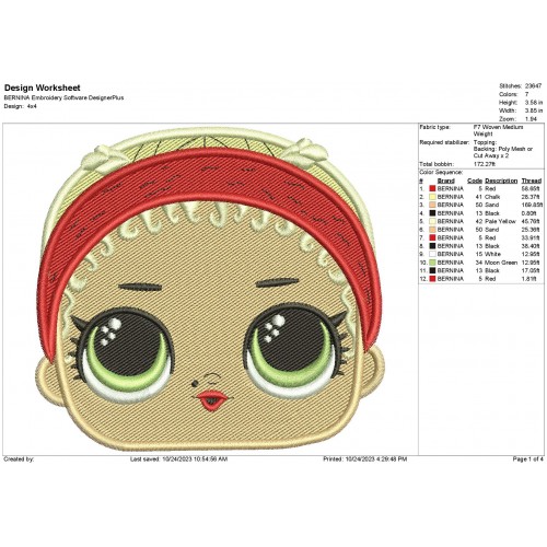 MC Swag Lol Dolls Face Embroidery Design