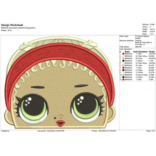 MC Swag Lol Dolls Peeker Embroidery Design