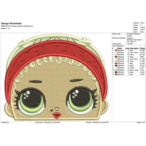 MC Swag Lol Dolls Peeker Embroidery Design