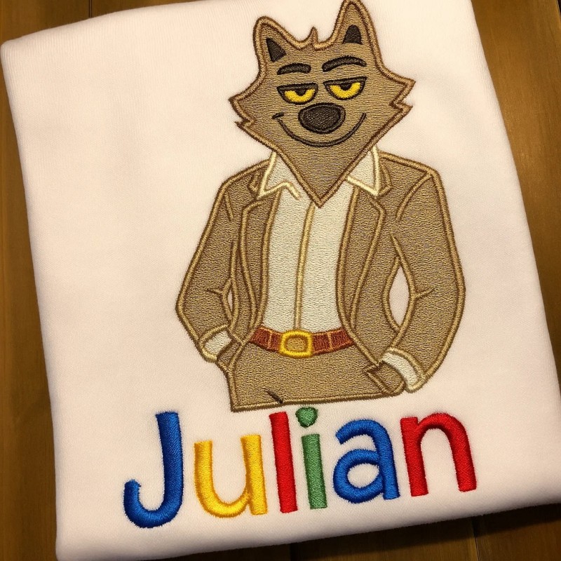 MR Wolf From The Bad Guys Filled Embroidery Design