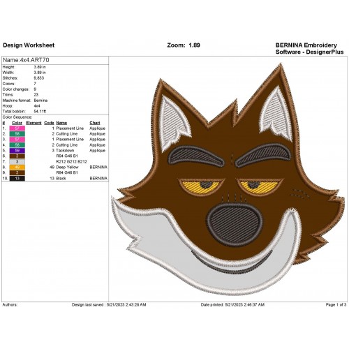 MR Wolf The Bad Guys Applique Design