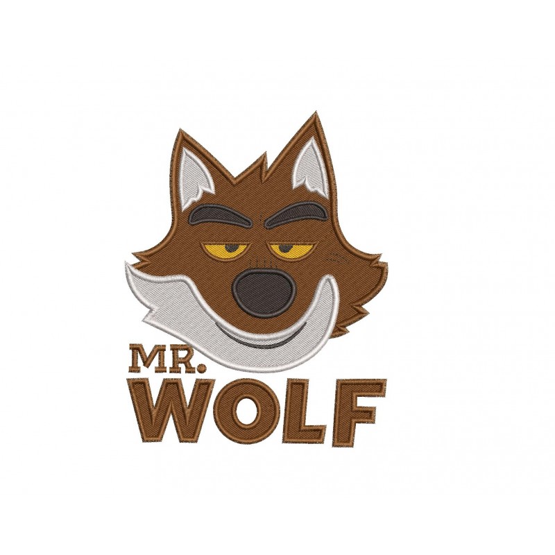 MR Wolf with the Logo Filled Embroidery Design