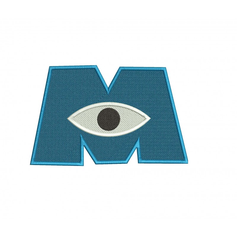 M and Eyeball Monsters Inc Fill Stitch Embroidery Design