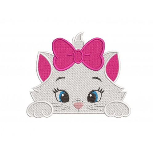 Marie Cat Aristocat Peeker Embroidery Design