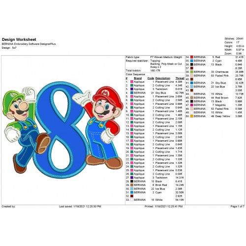 Mario And Luigi Number 8 Applique Design