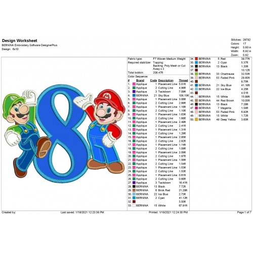 Mario And Luigi Number 8 Applique Design