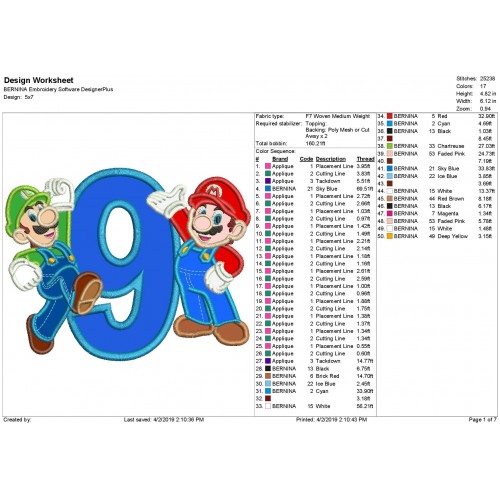 Mario And Luigi Number 9 Applique Design