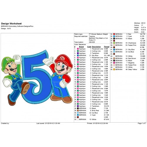 Mario And Luigi With a Number 5 Applique Design