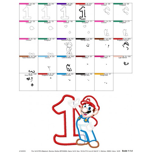 Mario Birthday Numbers Set 1 to 9 Applique Designs