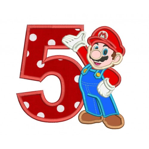 Mario Birthday Numbers Set 1 to 9 Applique Designs