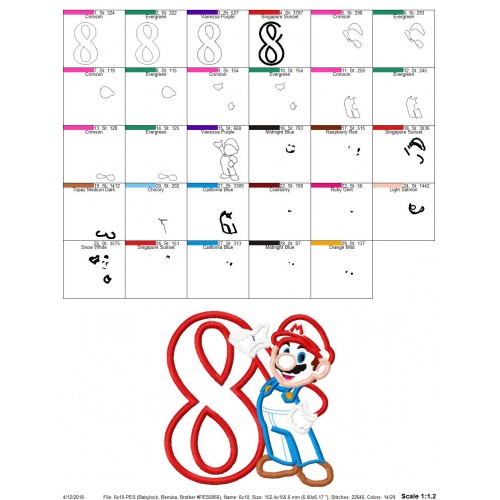 Mario Birthday Numbers Set 1 to 9 Applique Designs