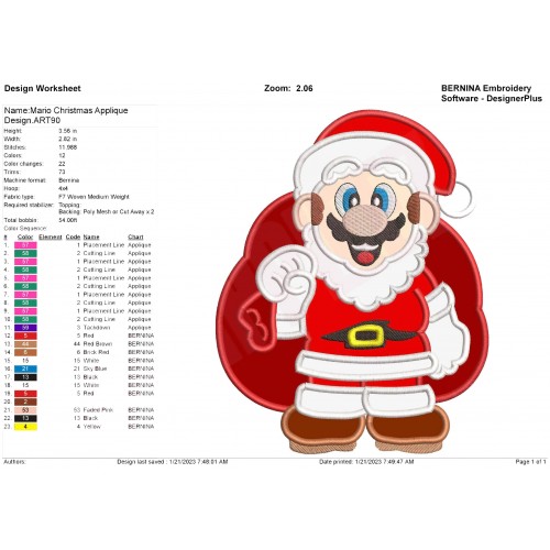 Mario Christmas Applique Design