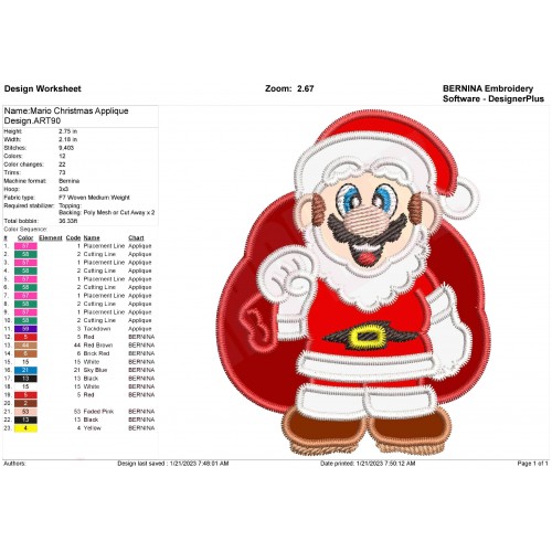Mario Christmas Applique Design