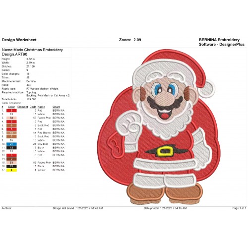 Mario Christmas Embroidery Design