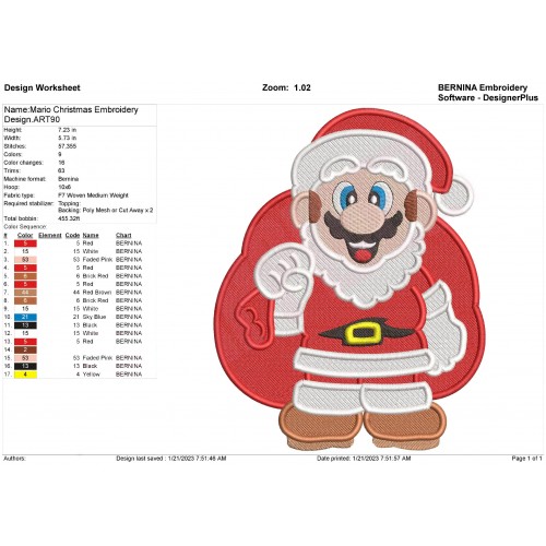Mario Christmas Embroidery Design
