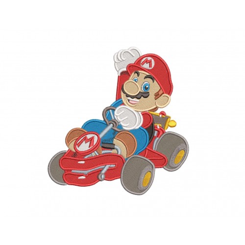 Mario Kart Racing Embroidery Design Filling Stitches