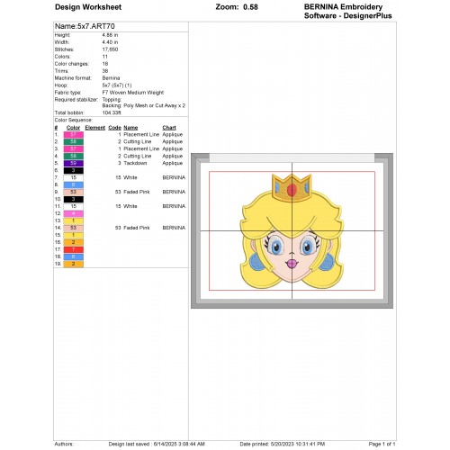 Mario Peach Princess Applique Design Embr