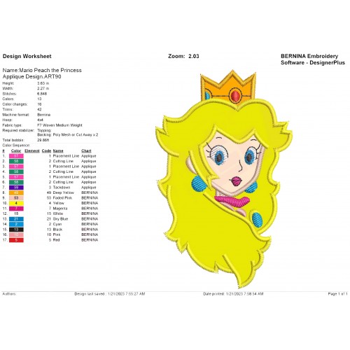 Mario Peach the Princess Applique Design